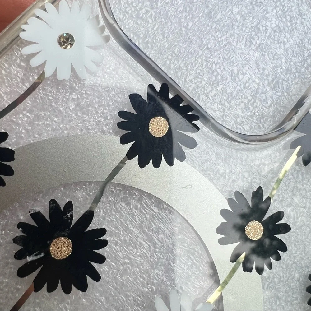 NO FLAWS LIKE NEW Kate Spade Clear Daisy iPhone Case - Black & White Daisies